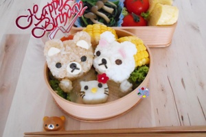 Rilakkuma and Hello Kitty Cake Birthday Bento